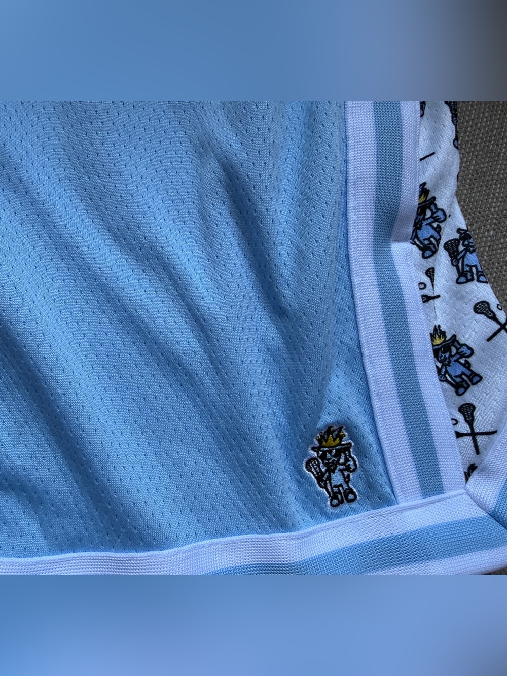Youth GOAT lacrosse shorts Light Blue Athletic Mesh Shorts with Drawstring - Picture 4 of 4